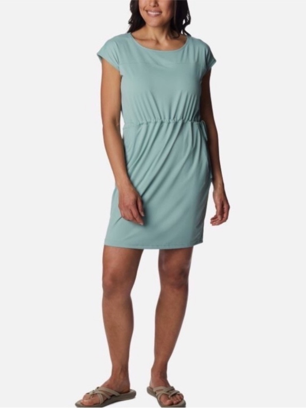 Columbia Cold Bay 2 Omni-Freeze Cinch Waist Pocket Dress Size L Green